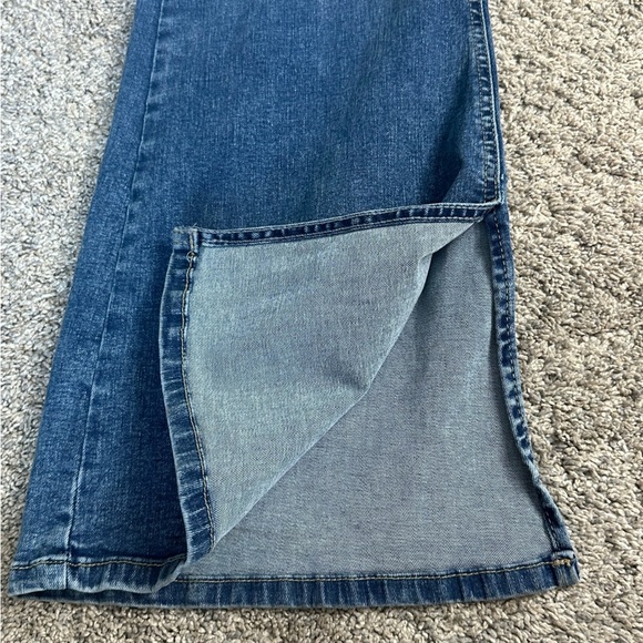 River Island Plus mid rise slit side flared jeans 14 XL medium blue stretch high - Picture 13 of 15